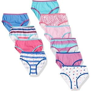 Trimfit Girls 100% Cotton Colorful Briefs Panties (Pack of 10), Pink/Blue, Med